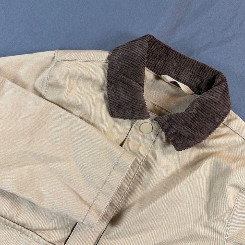 Cat & Jack Toddler Boys Tan Canvas Barn Jacket Corduroy Collar 4T NWT